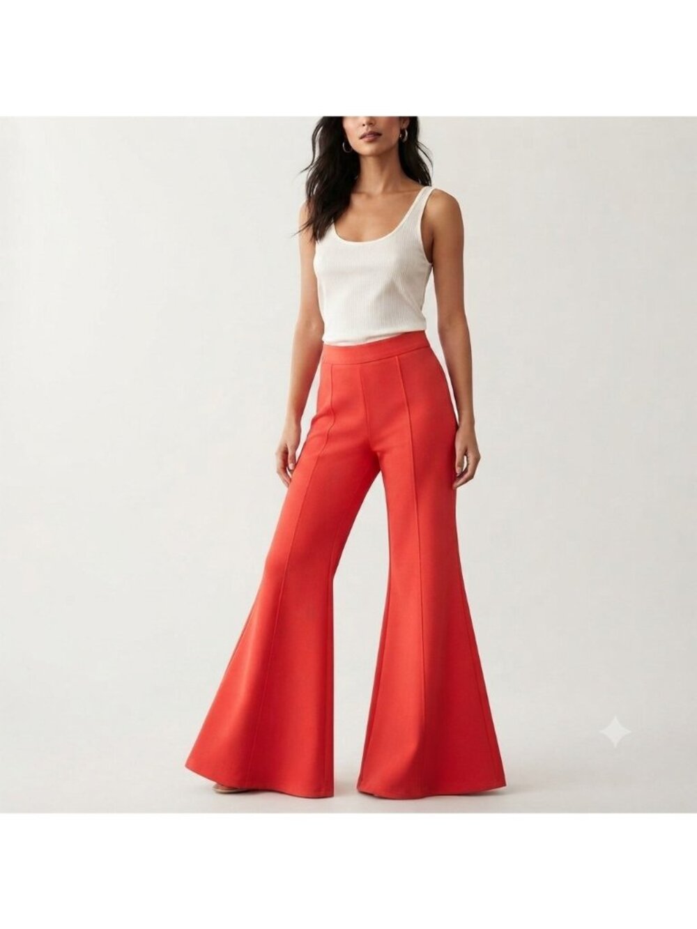 Akira Flared Pant Sz M Red High Waist Wide Leg Casual Wear Trendy Trousers